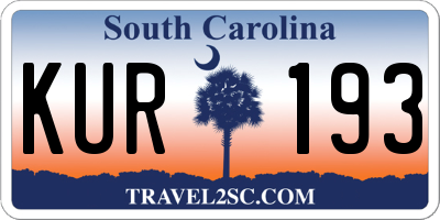 SC license plate KUR193