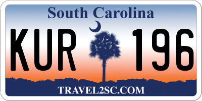SC license plate KUR196
