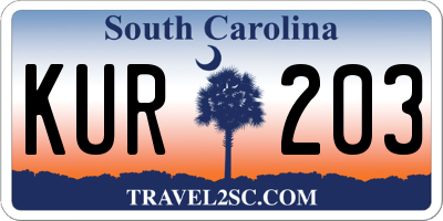 SC license plate KUR203