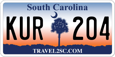 SC license plate KUR204