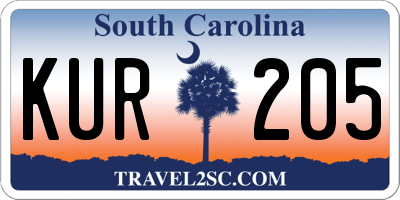 SC license plate KUR205