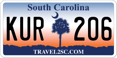 SC license plate KUR206