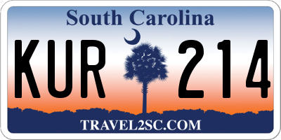 SC license plate KUR214