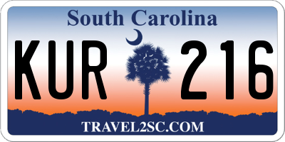 SC license plate KUR216
