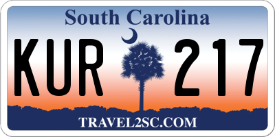 SC license plate KUR217