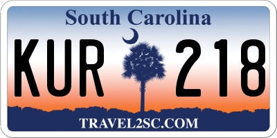 SC license plate KUR218