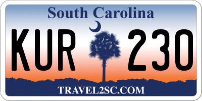 SC license plate KUR230