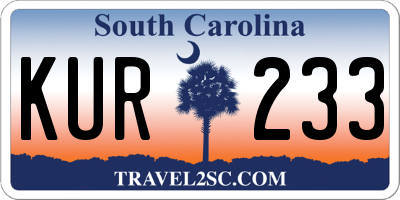 SC license plate KUR233