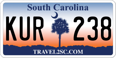 SC license plate KUR238