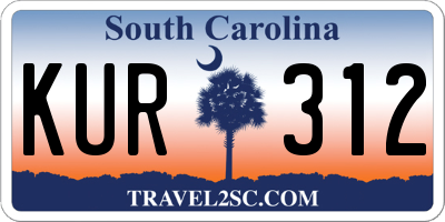 SC license plate KUR312