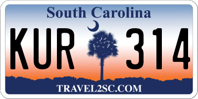 SC license plate KUR314