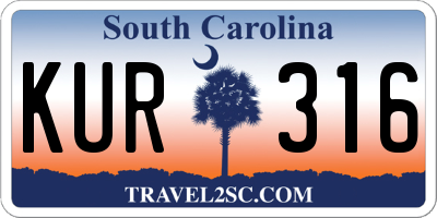 SC license plate KUR316