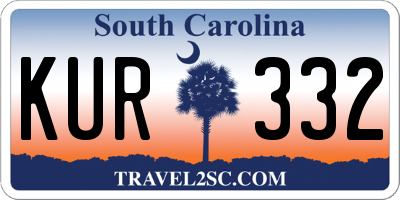 SC license plate KUR332