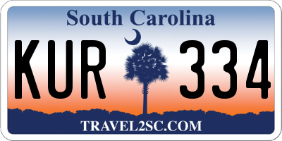 SC license plate KUR334