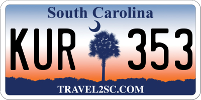 SC license plate KUR353