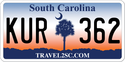 SC license plate KUR362