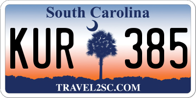 SC license plate KUR385
