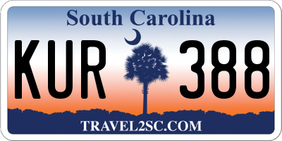 SC license plate KUR388