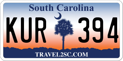 SC license plate KUR394