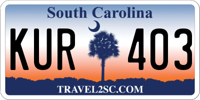 SC license plate KUR403