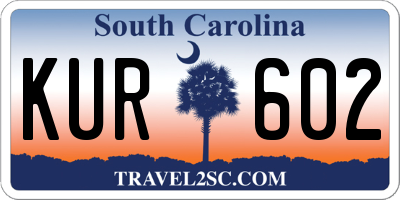 SC license plate KUR602