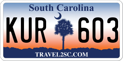 SC license plate KUR603