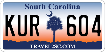SC license plate KUR604