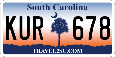 SC license plate KUR678