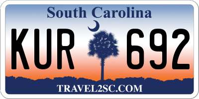 SC license plate KUR692