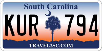 SC license plate KUR794
