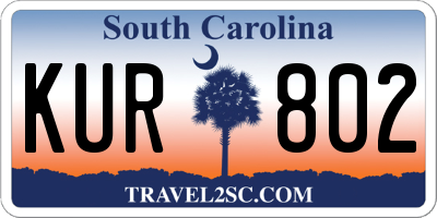SC license plate KUR802