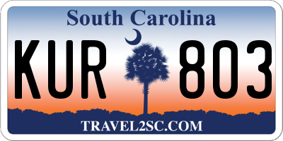 SC license plate KUR803