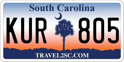 SC license plate KUR805