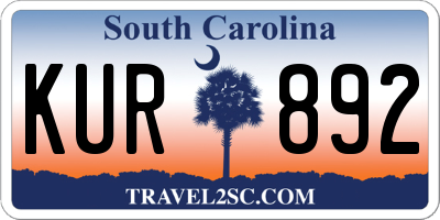 SC license plate KUR892