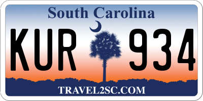 SC license plate KUR934
