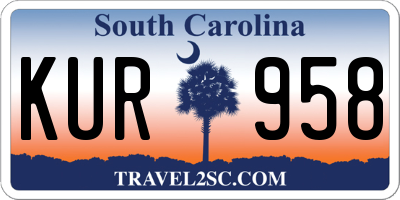 SC license plate KUR958