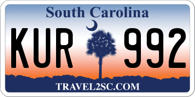 SC license plate KUR992