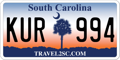 SC license plate KUR994