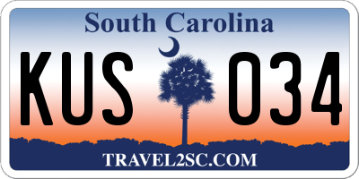SC license plate KUS034