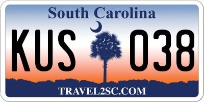 SC license plate KUS038