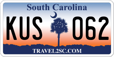 SC license plate KUS062