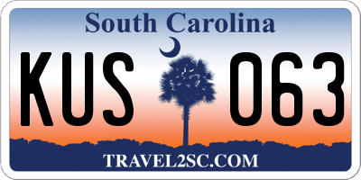 SC license plate KUS063