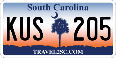 SC license plate KUS205