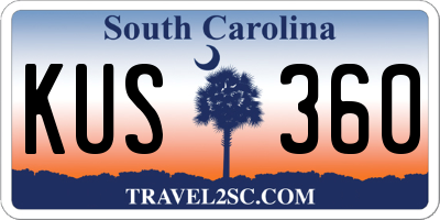SC license plate KUS360