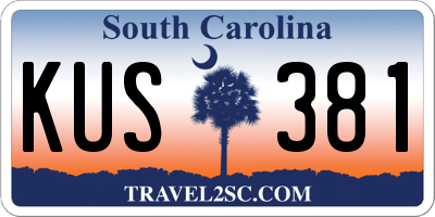 SC license plate KUS381