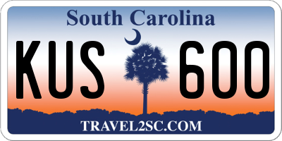 SC license plate KUS600