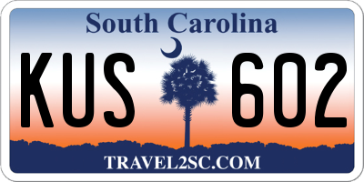 SC license plate KUS602