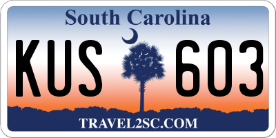 SC license plate KUS603