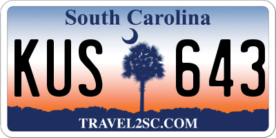 SC license plate KUS643