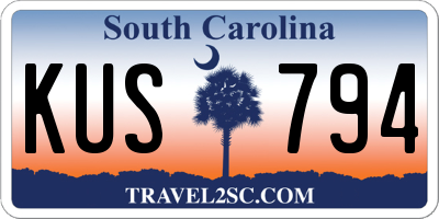 SC license plate KUS794